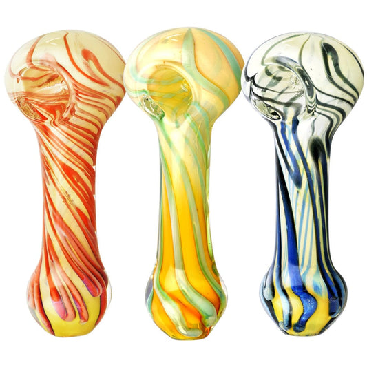 Gift Guru Hand Pipe Swirl Spoon Pipe - 3.75" / Colors Vary