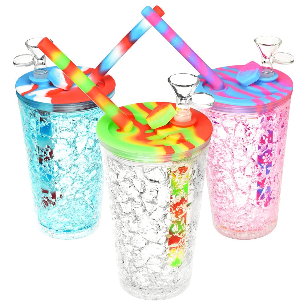 Gift Guru Bong Cooling Freeze Travel Cup Bubbler - 6" /14mm F /Colors Vary