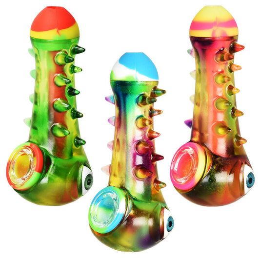 Gift Guru Hand Pipe Crazy Eye Silicone & Resin Spoon Pipe - 4.25"/Colors Vary