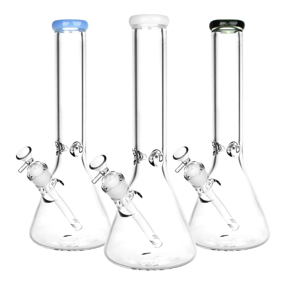 Gift Guru Large Classic Glass Beaker Light Water Pipe | 14mm F | Colors Vary