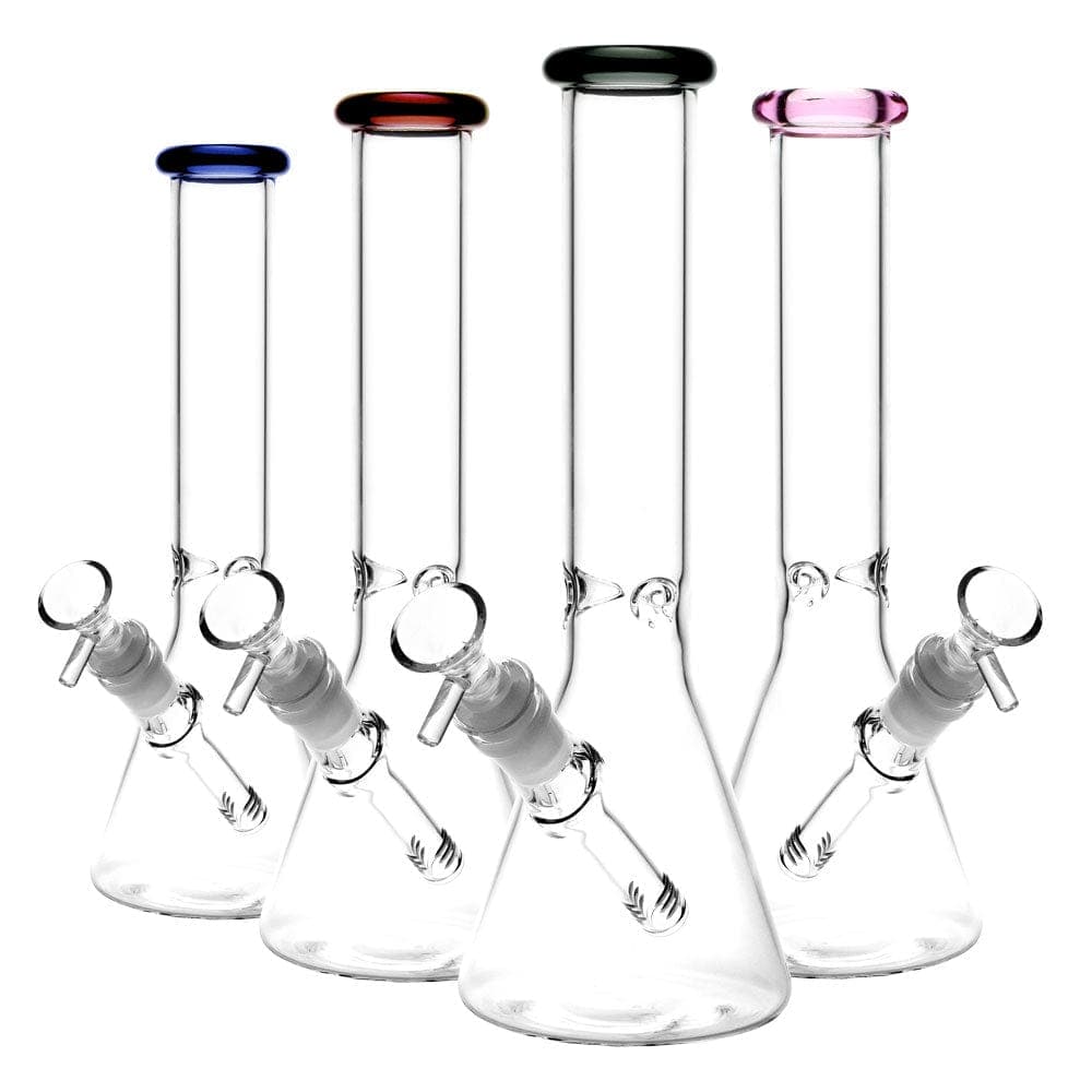 Gift Guru Medium Classic Glass Beaker Light Water Pipe | 14mm F | Colors Vary