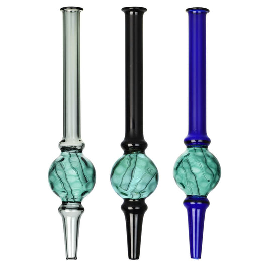 Daily High Club Dab Straw Dimple Diffusion Chamber Glass Dab Straw - 6.5"/Colors Vary