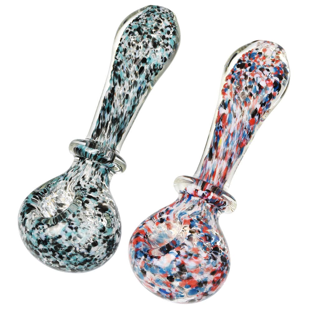 Gift Guru Hand Pipe Asteroid Field Fritted Glass Spoon Pipe - 4.75" / Colors Vary
