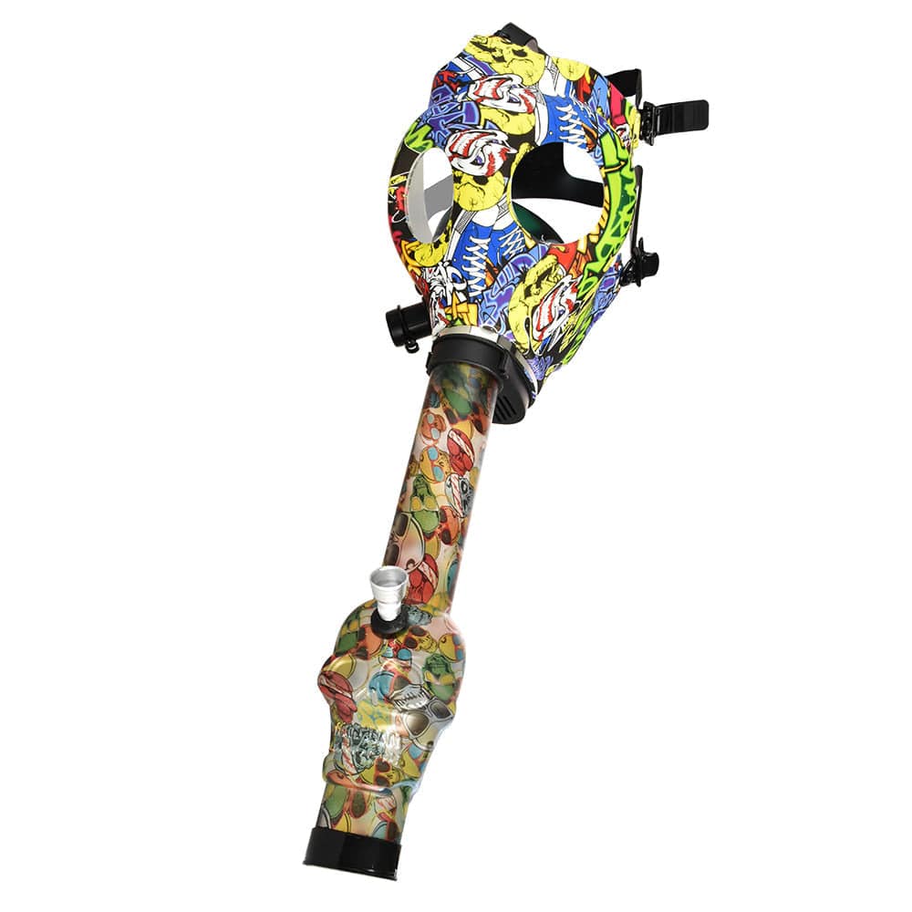 Daily High Club Bong Colorful Skull Gas Mask w/ Acrylic Water Pipe - 10.25