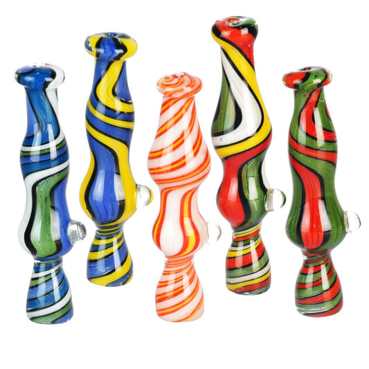 Gift Guru Hand Pipe Dancing Colors Wig Wag Chillum Pipe - 3.75"/Colors Vary