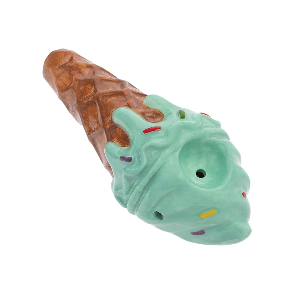Gift Guru Green Wacky Bowlz Ice Cream Ceramic Hand Pipe