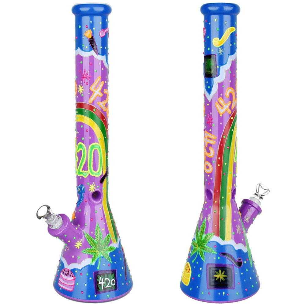 Daily High Club Bong Beach Vibes 420 Painted Glass 18" Beaker Water Pipe