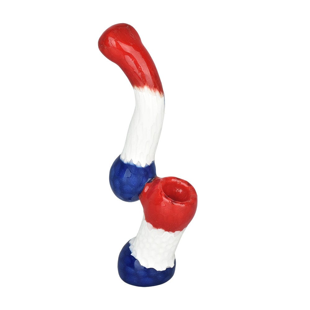 Gift Guru Bubbler Red White & Blue Hip Honeycomb Sherlock Bubbler Pipe | 6.5"