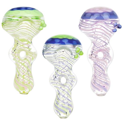 Gift Guru Hand Pipe Subverted Striation Honeycomb Spoon Pipe - 3.75" / Colors Vary