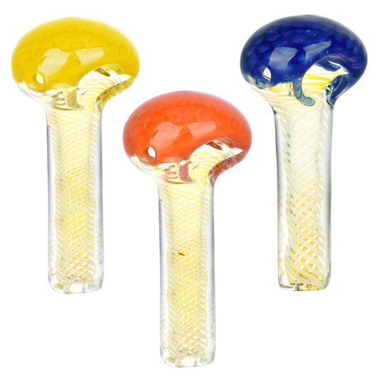 Gift Guru Hand Pipe Spiral Vector Fumed Honeycomb Spoon Pipe - 4.25" / Colors Vary