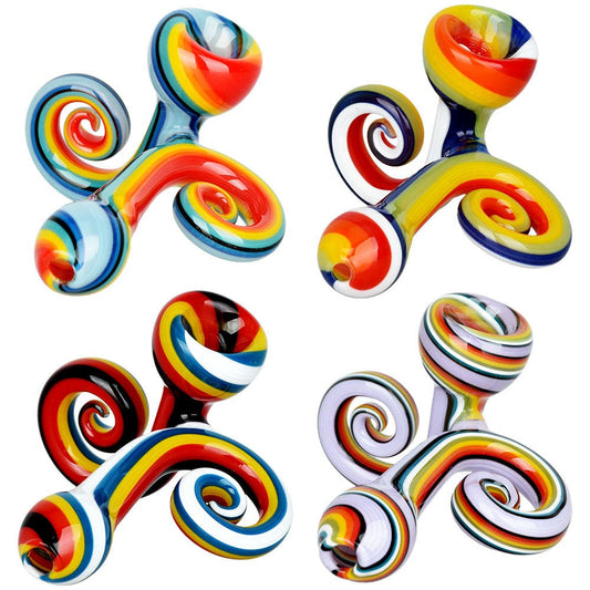Gift Guru Swirling Wonder Wig Wag Hand Pipe - 3.5" / Colors Vary