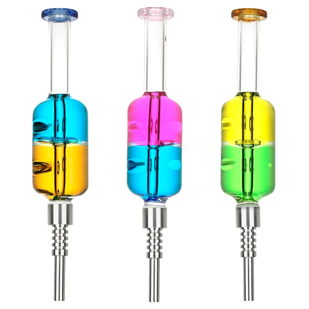 Daily High Club Dab Straw Dual Color Glycerin Dab Straw w/ SS Tip - 8" / Colors Vary