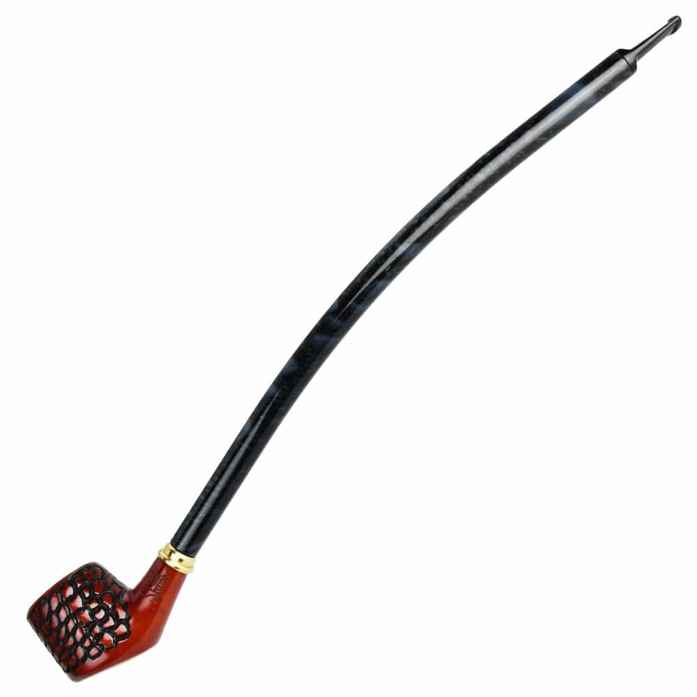 Gift Guru Pulsar Shire Pipes Curved Engraved Cherry Wood Tobacco Pipe - 15"