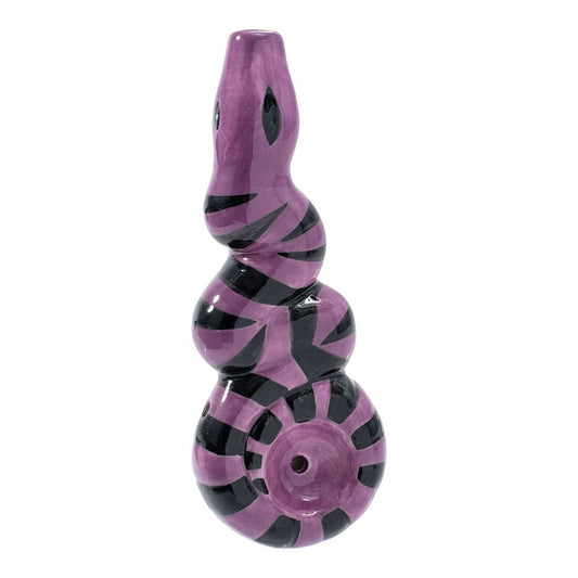 Gift Guru Hand Pipe Wacky Bowlz Purple Snake Ceramic Pipe