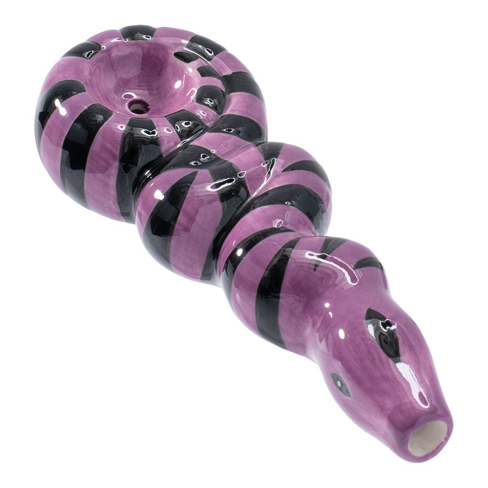 Gift Guru Hand Pipe Wacky Bowlz Purple Snake Ceramic Pipe