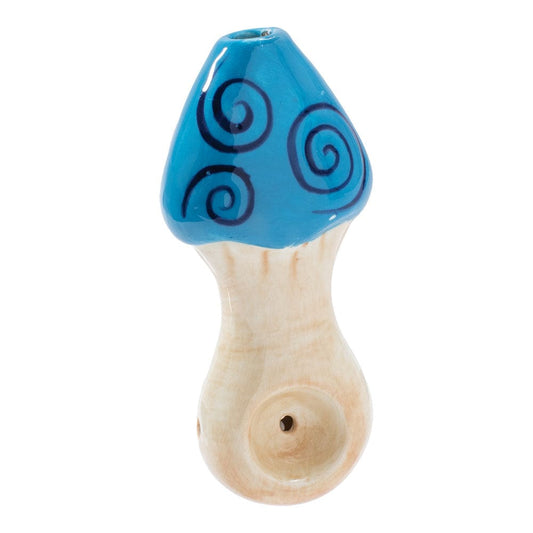 Daily High Club Wacky Bowlz Blue Swirl Mushroom Ceramic Pipe