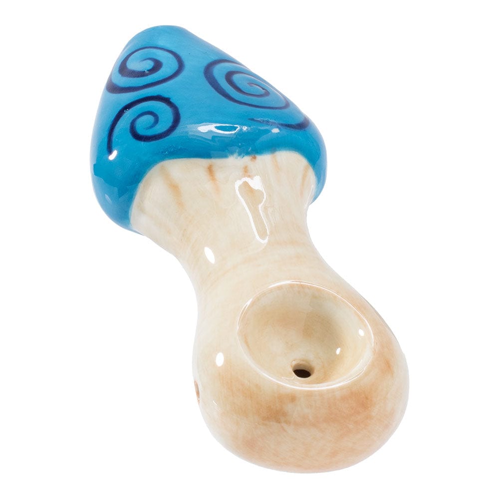 Daily High Club Wacky Bowlz Blue Swirl Mushroom Ceramic Pipe