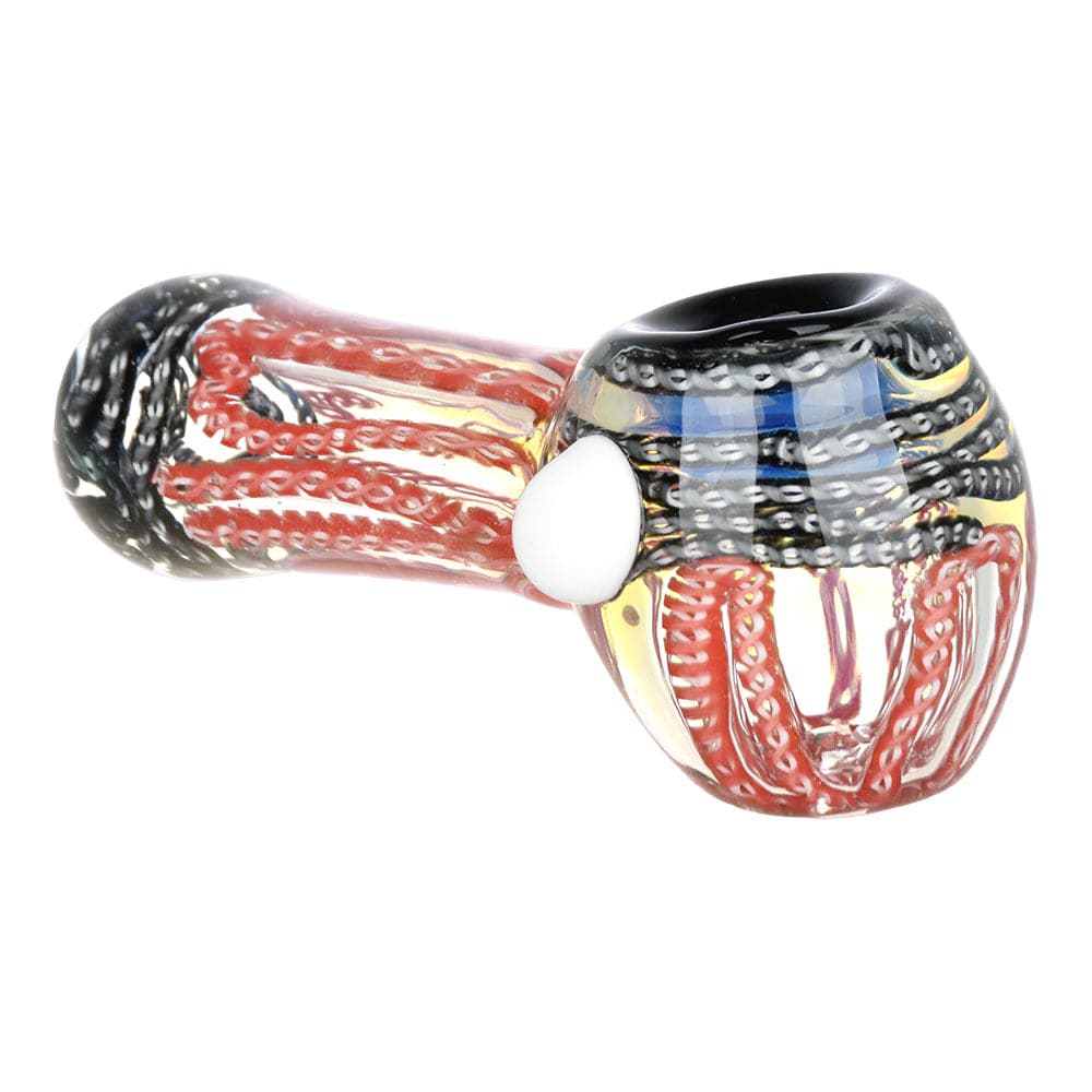 Gift Guru Hand Pipe Simply Squiggled Glass Spoon Pipe - 4.25" / Colors Vary