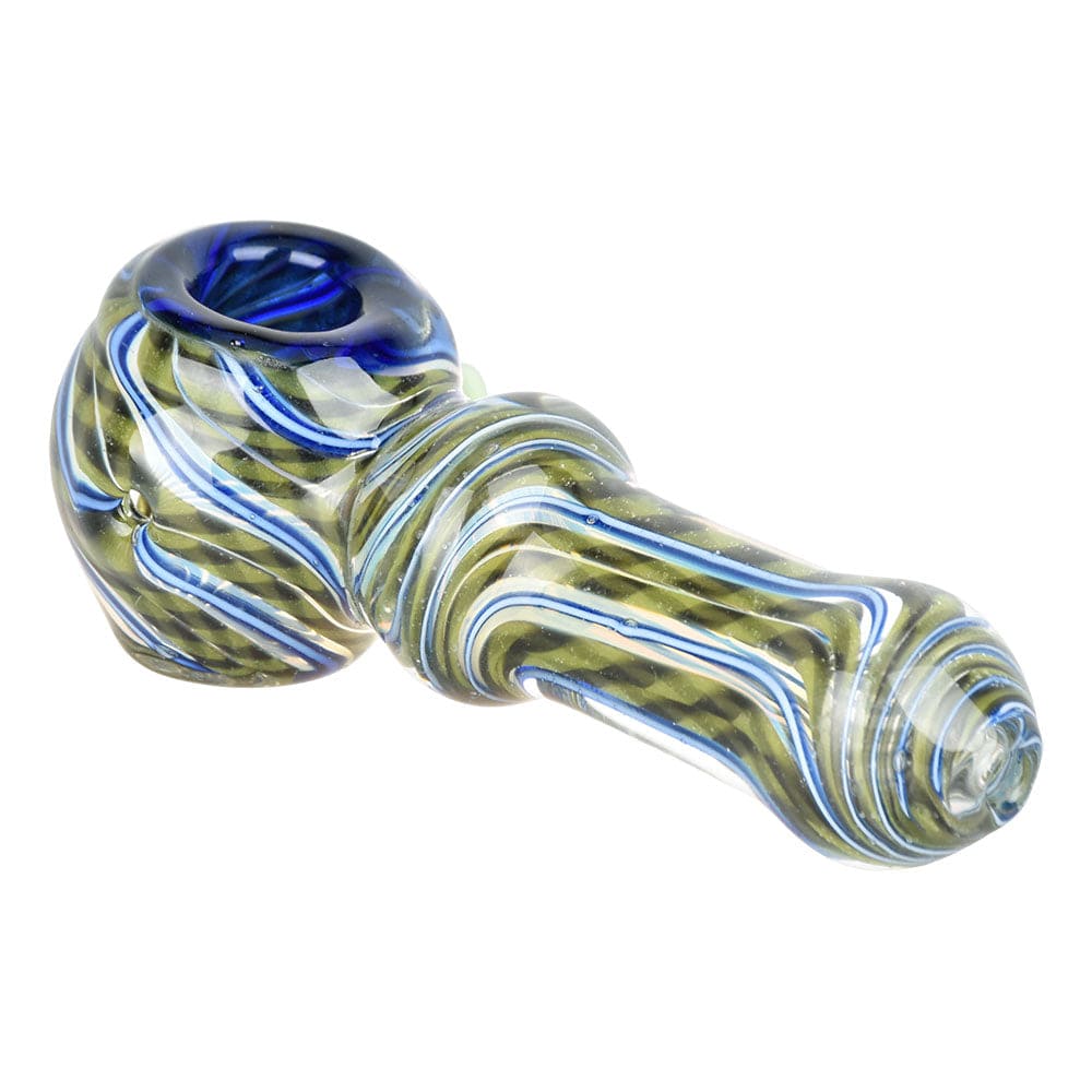 Gift Guru Hand Pipe Spiraling Sensation Glass Spoon Pipe - 4.25" / Colors Vary