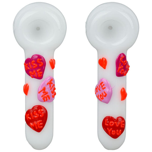 Gift Guru Hand Pipe Five Piece Valentines Hearts Glow In The Dark Glass Spoon Pipe