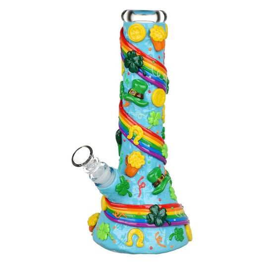 Daily High Club Bong St. Patrick's Day Rainbows and Gold Glow In The Dark Water Pipe