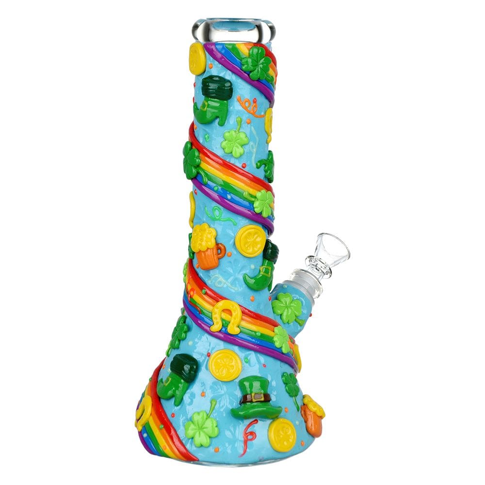 Daily High Club Bong St. Patrick's Day Rainbows and Gold Glow In The Dark Water Pipe