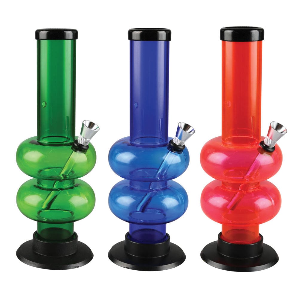 Daily High Club Bong Acrylic Double Bubble Water Pipe - 9" / Colors Vary