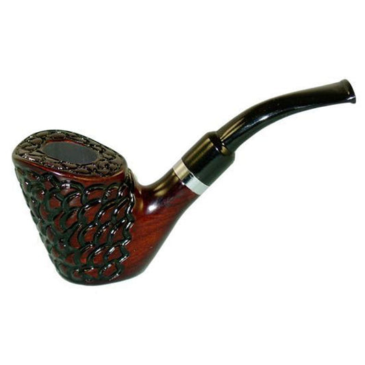 Gift Guru Shire Pipes Standing Carved Cherry Wood Tobacco Pipe - 5.5"