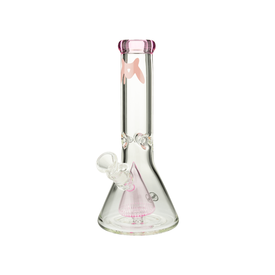 MAV Glass Bong Pink 12" 7mm Thick Slitted Pyramid Beaker