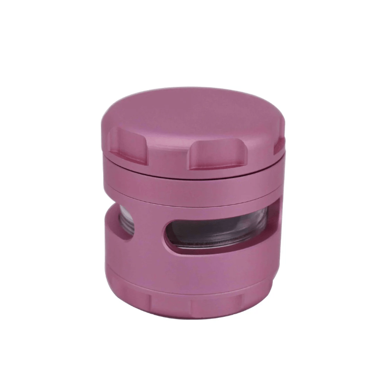 Cloud 8 Smoke Accessory Grinder Pink 3" Aluminum Grip Edge Grinder with Chamber Windows