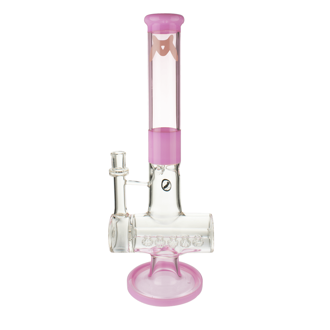 MAV Glass Bong Pink Quintuple Showerhead Inline Perc Bong