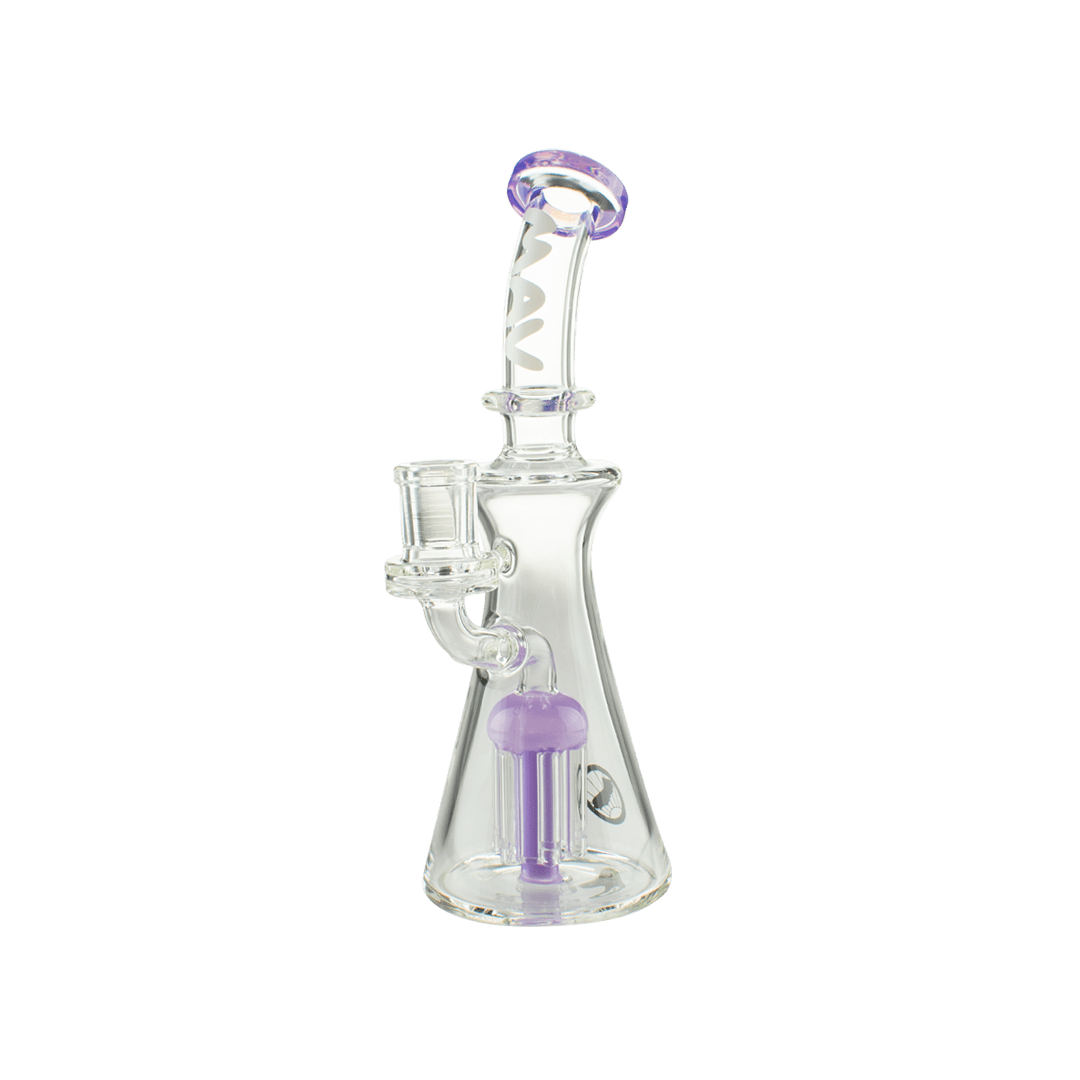 MAV Glass Bong Purple Bent Neck Jellyfish Rig