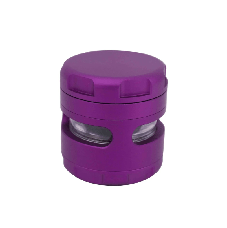 Cloud 8 Smoke Accessory Grinder Purple 3" Aluminum Grip Edge Grinder with Chamber Windows