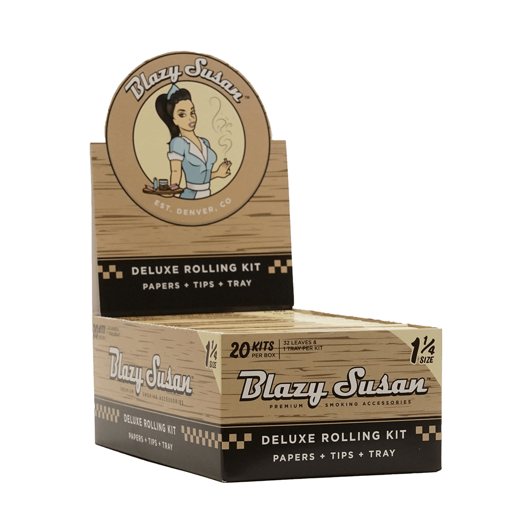 Blazy Susan Rolling Papers 1 1/4 Deluxe Rolling Kit Blazy Susan Unbleached Rolling Papers