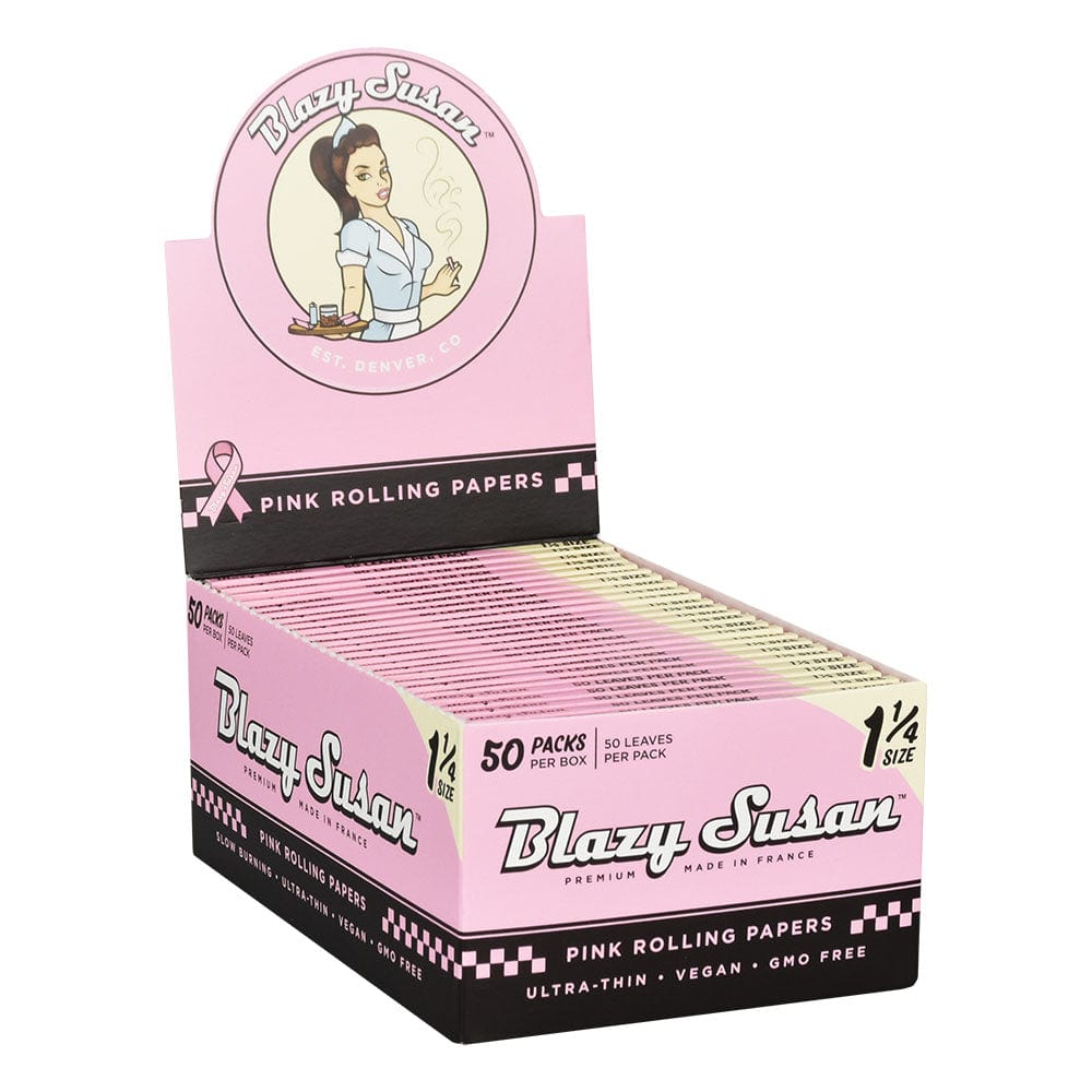 Blazy Susan Rolling Papers 1 1/4" Blazy Susan Pink Rolling Papers 50 Piece Display