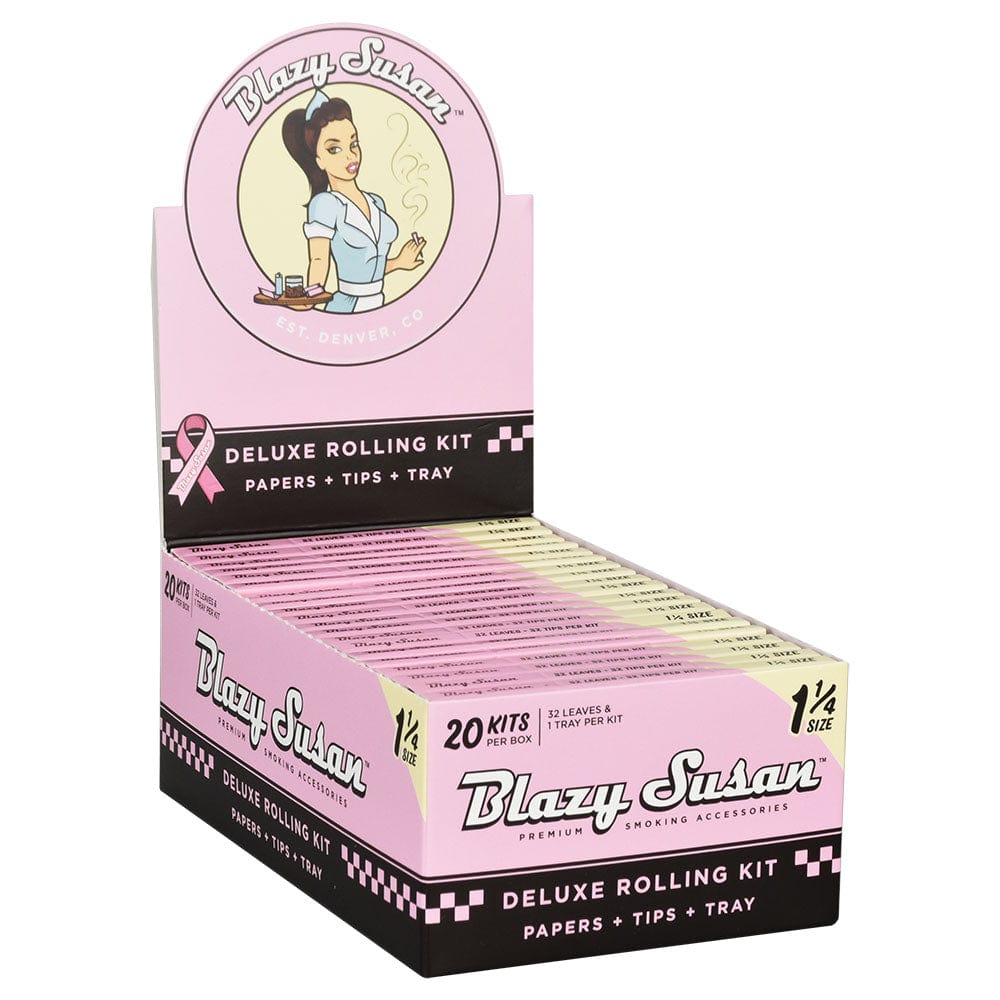 Blazy Susan Rolling Papers 1 1/4" Blazy Susan Pink Papers Deluxe Rolling Kit 20 Piece Display