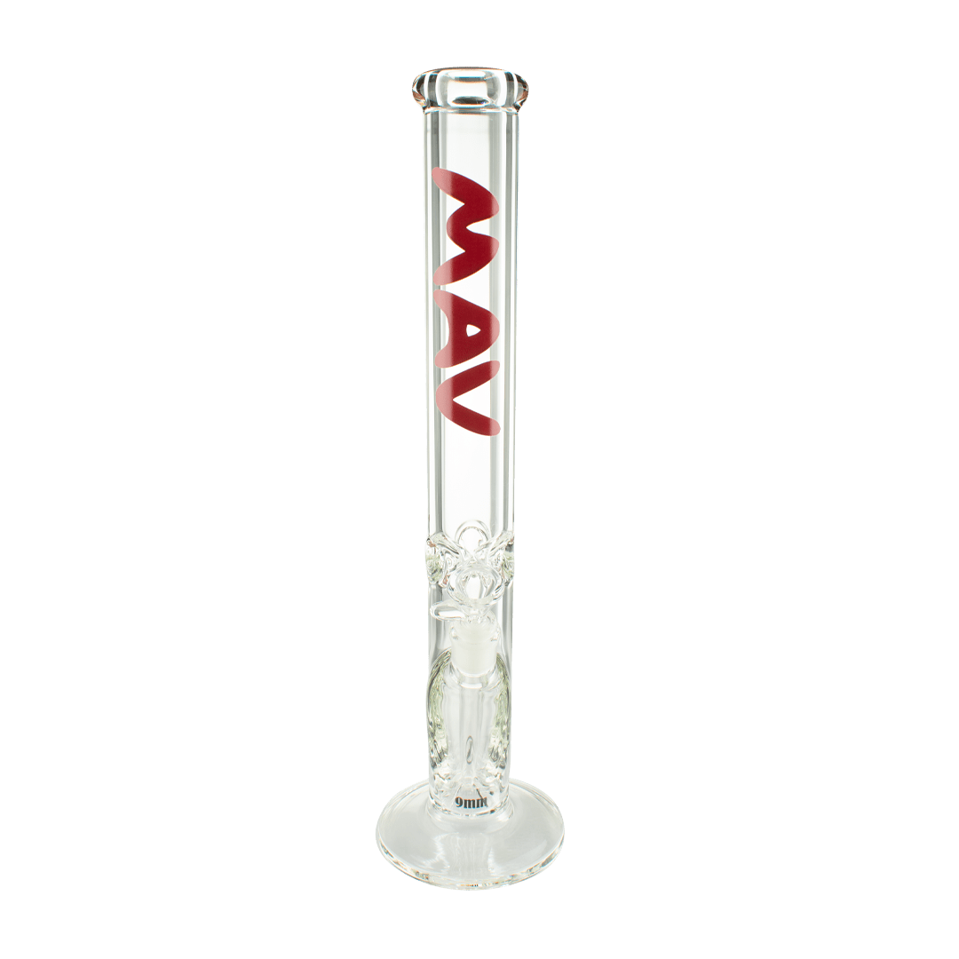 MAV Glass Bong Red 18" x 9mm Straight Tube