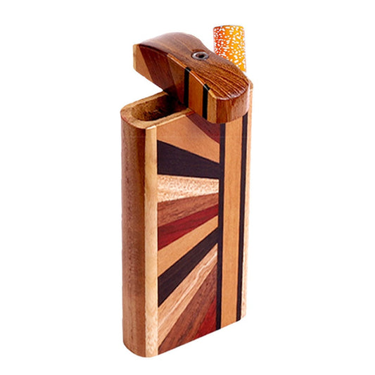 Gift Guru Hand Pipes Large Striped Wood Dugout w/ Horizon Woodworked Design