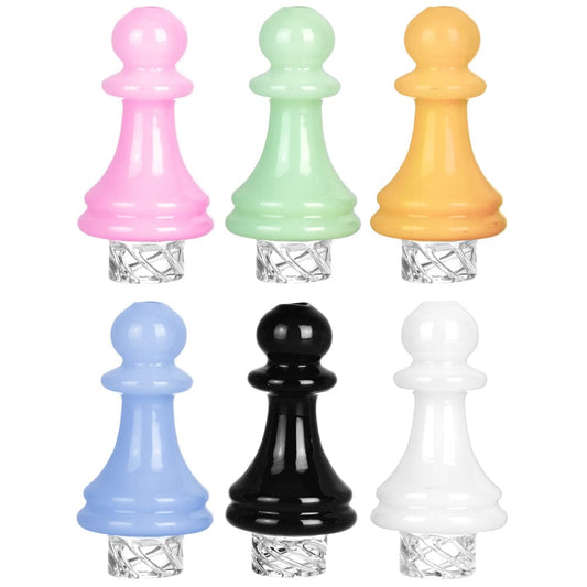 Gift Guru 6PC SET- Pawn Chess Piece Vortex Carb Cap - 30mm/Asst Colors