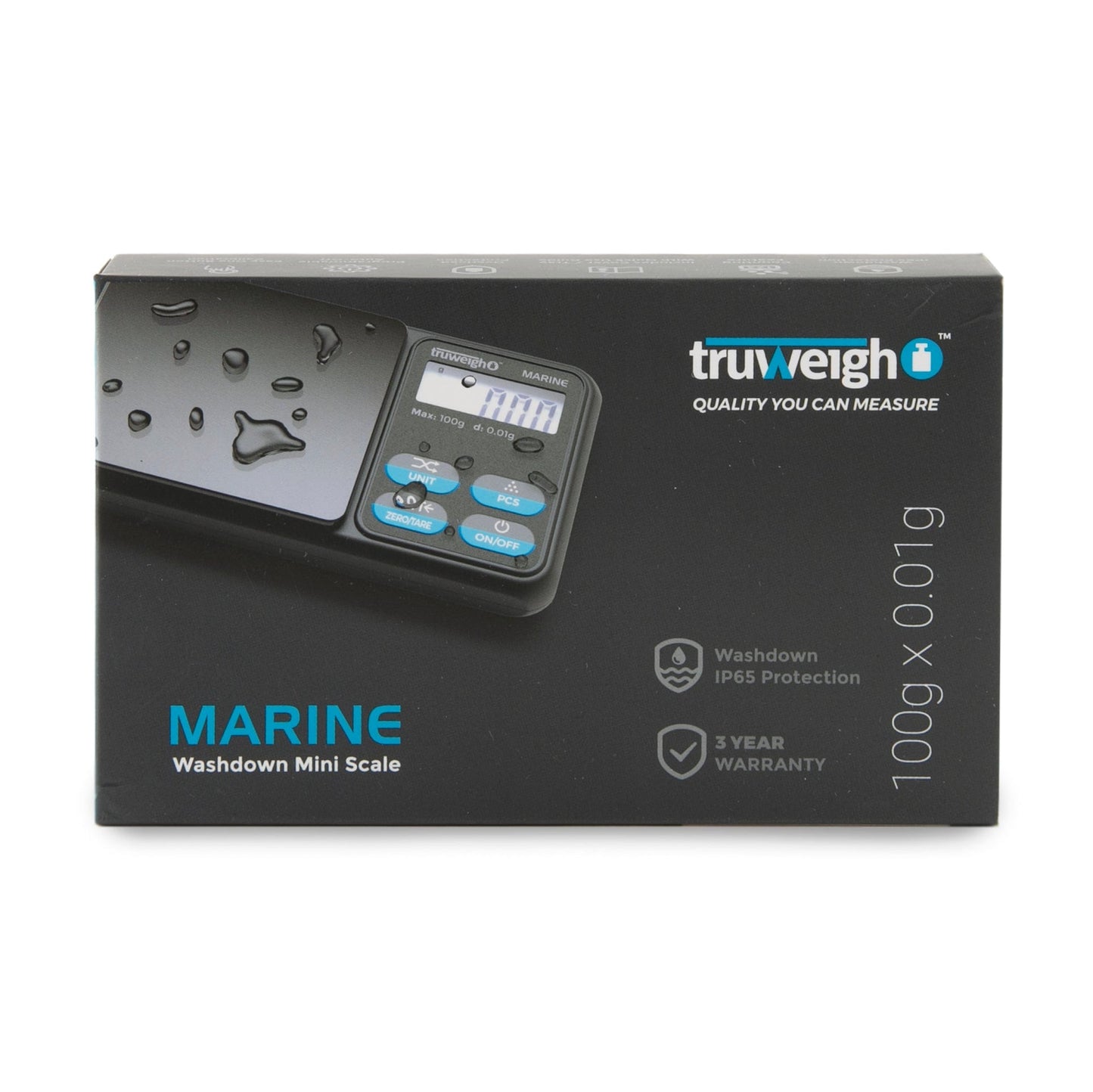 Truweigh Scales Truweigh Marine IP65 Rated Washdown Miniscale - 100g x 0.01g / Black