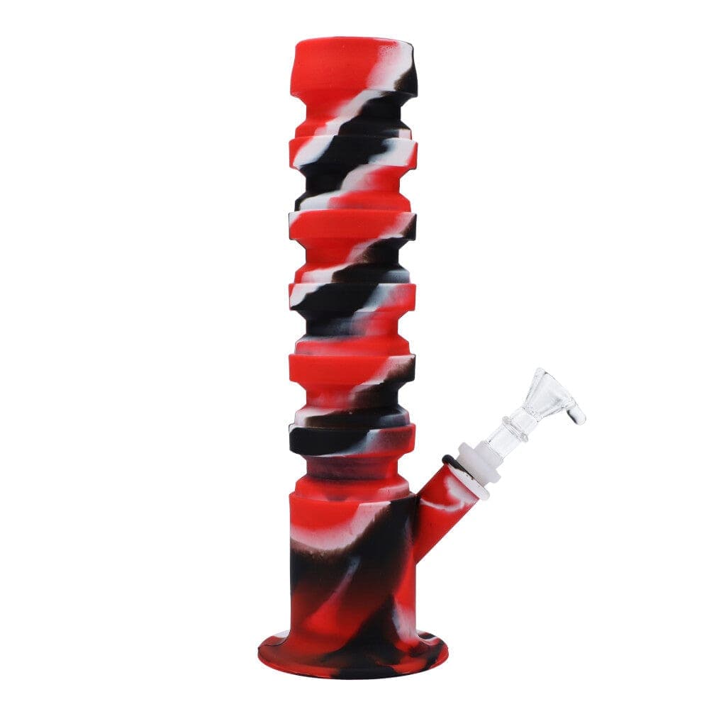 Daily High Club Water Pipe Red White Black 11.5inch flexible straight water pipe with glass bowl