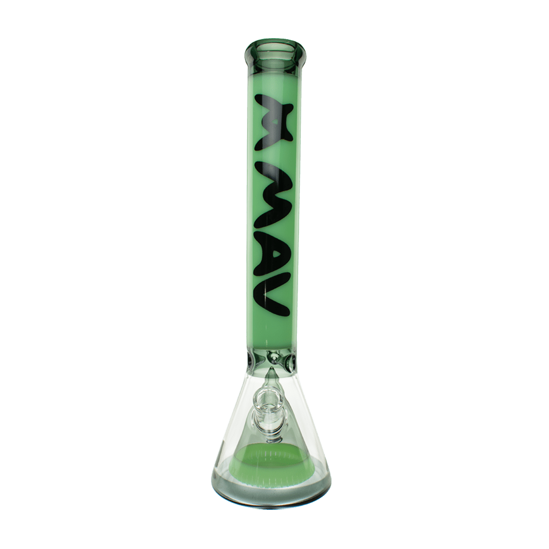 MAV Glass Bong Transparent Black and Sea Foam 18" Manhattan Pyramid Beaker