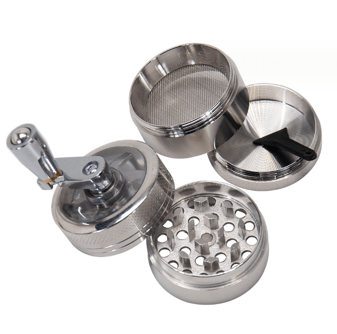 Cloud 8 Smoke Accessory Grinder Silver / 2.5 Inches 4 Piece Hand Crank Grinder