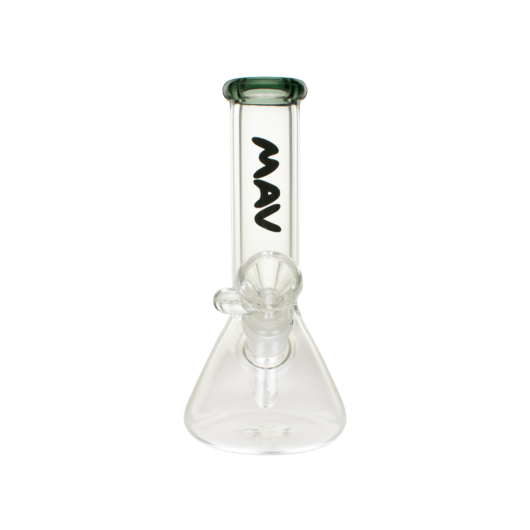 MAV Glass Bong Transparent Black 8" Color Top Mini Beaker Bong