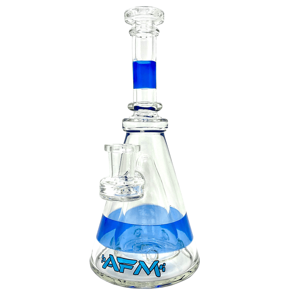 AFM Smoke Dab Rig Ink Blue 8" Pyramid Clear Glass Dab Rig