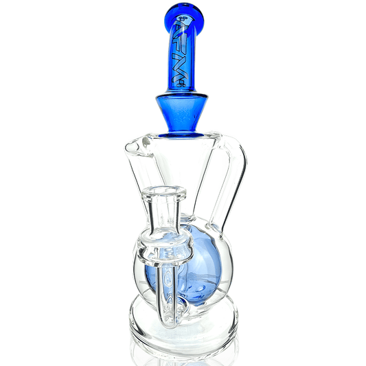 AFM Smoke Dab Rig Ink Blue 9.5" Magic Ball Clear Glass Recycler Dab Rig