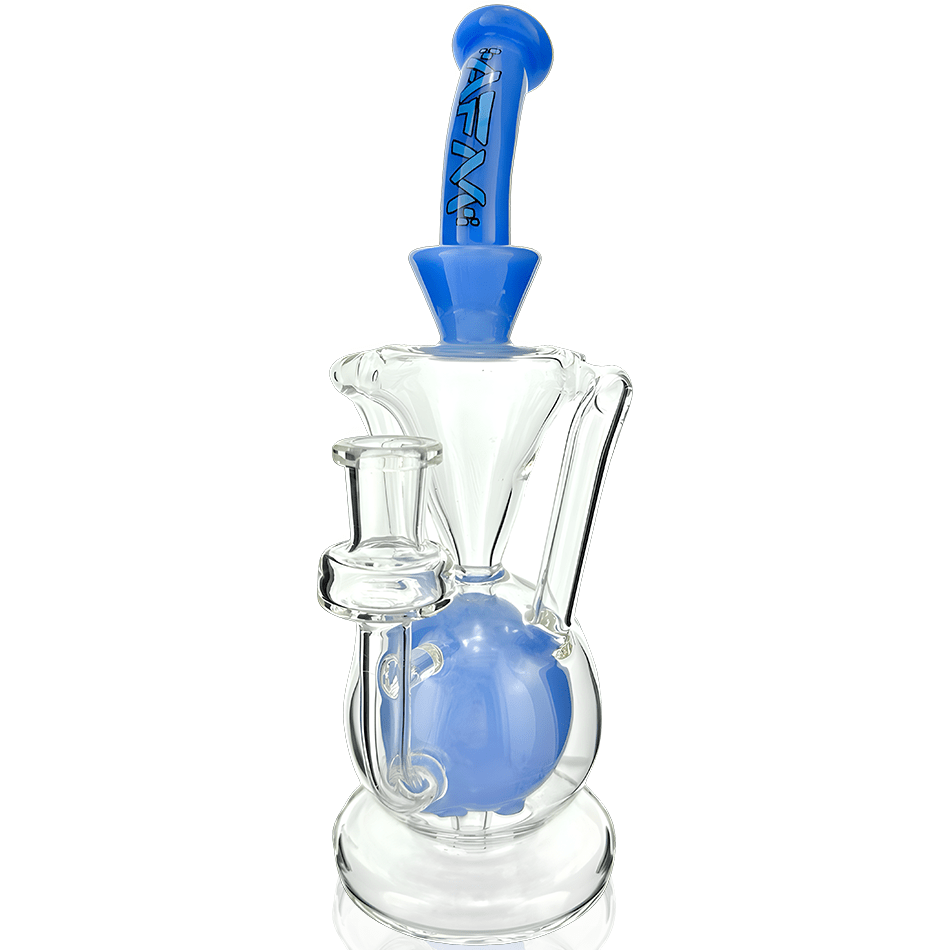 AFM Smoke Dab Rig Jade Blue 9.5" Magic Ball Clear Glass Recycler Dab Rig