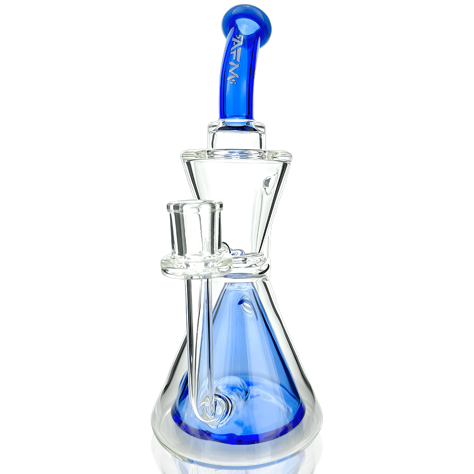 AFM Smoke Dab Rig Ink Blue 9" Pyramid Perc Glass Recycler Dab Rig