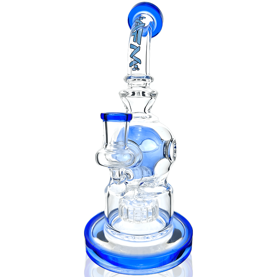 AFM Smoke Dab Rig Ink Blue 9" Swiss Shower-Head Perc Glass Dab Rig