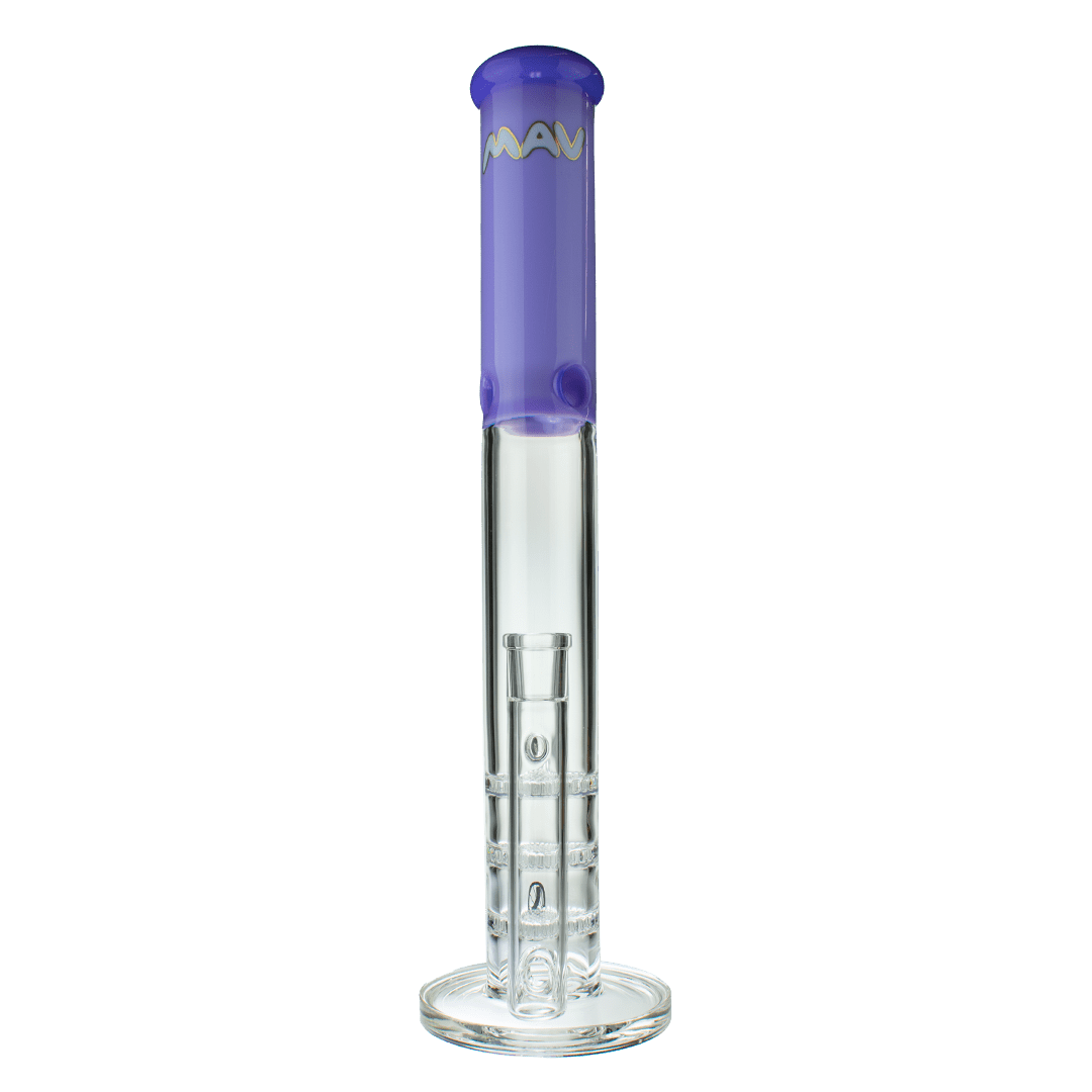 MAV Glass Bong Purple 17" Triple Honeycomb Straight Tube Bong TX606X3PUR